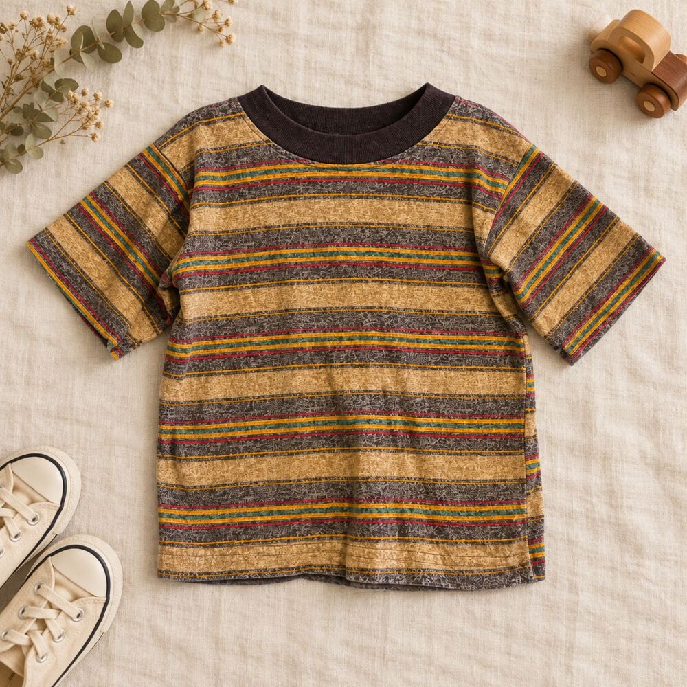 Vintage Joe Sneaks Kids 2T Striped Grunge T-Shirt 90s Y2K